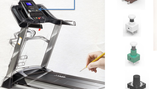 應用于：運動(dòng)器材面板，主要普通6*6，12*12輕觸開(kāi)關(guān)系列